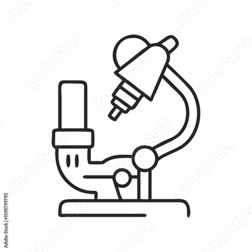 Laboratory microscope black line icon. Science research and medical analysis equipment. Flat style vector illustration for app, web design, flyer