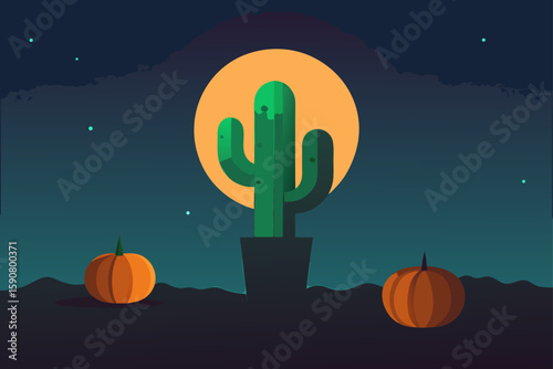 cactus in skull planter for spooky decor
