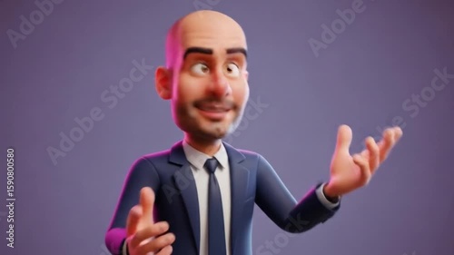 A vibrant CGI character with an expressive face and hands in a measuring gesture brings a playful and engaging element suitable for presentations, branding, and diverse digital platforms.