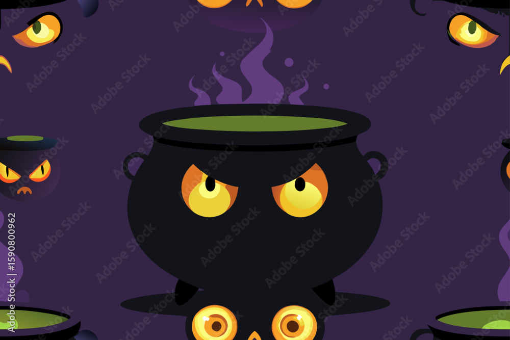Fototapeta premium cactus with scary carved face illustration