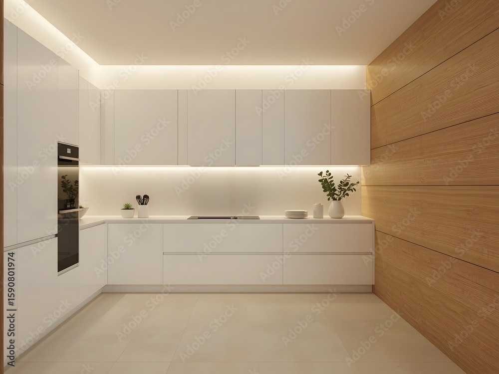 Fototapeta premium Modern apartment kitchen interior. Generated with AI