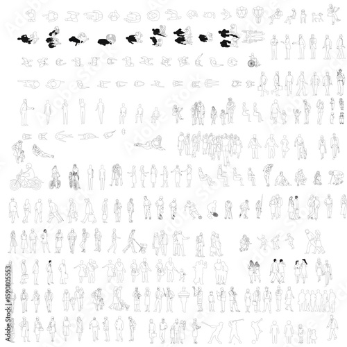 Human Behavior and Posture CAD Blocks – Vector People for Layout Plans