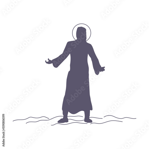 Silhouette of Jesus Christ stand alone. Biblical faith, gospel, salvation concept.