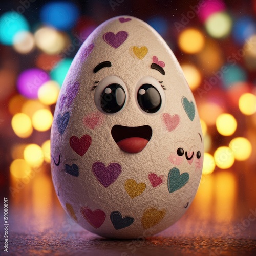 Festive egg with a cheerful expression