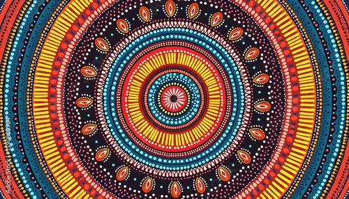 Colorful Tribal Rings With Decorative Line Art