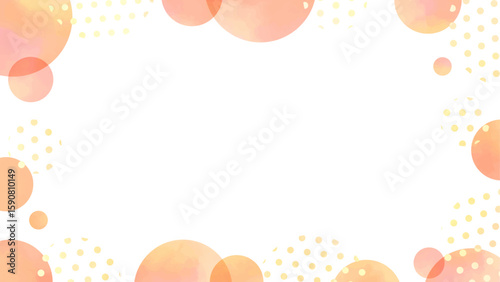 水彩風の水玉とドットのフレーム