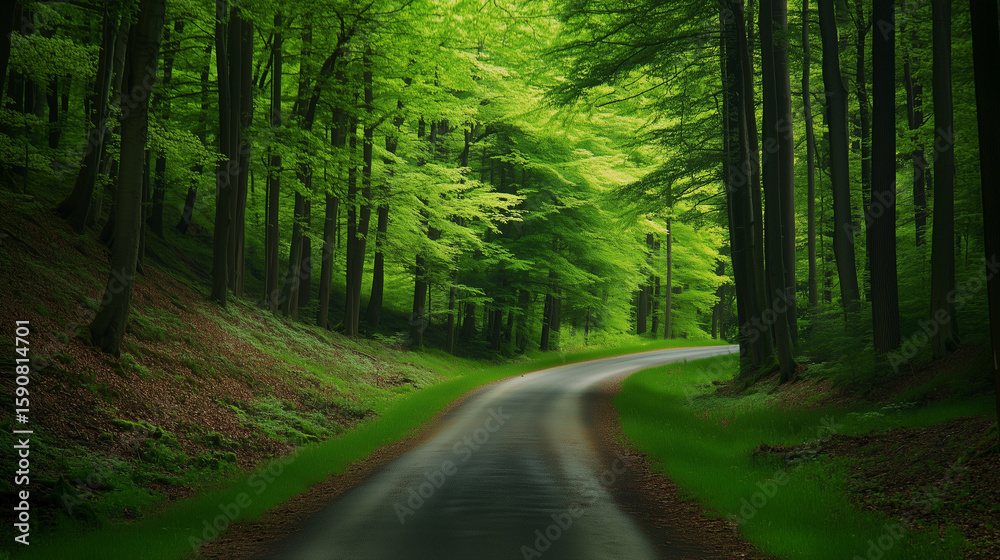 Fototapeta premium Green forest environment. Beautiful Forest