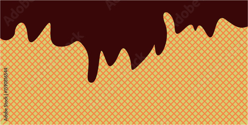 Vector illustration of a snack with melted chocolate and wafer texture. Abstract food background design.