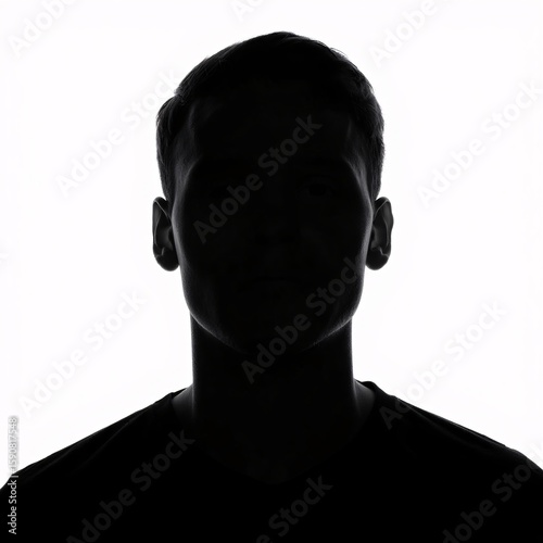 Mysterious Male Silhouette: Anonymous, Dark, and Intense Backlit Portrait
