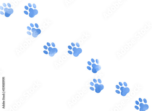 Watercolor style light blue cute paw prints