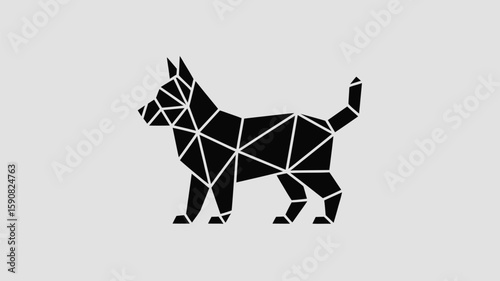 Geometric dog graphic illustration creates a modern feel with its polygonal design against a minimal background, ideal for various creative projects.