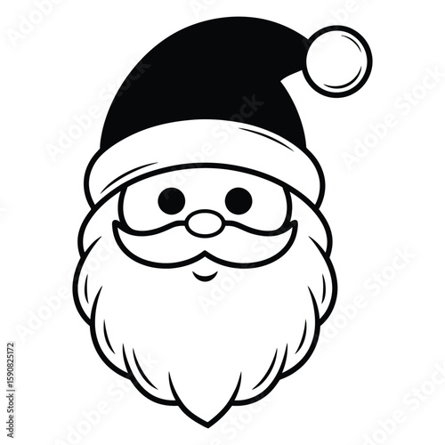 Santa Claus Face Line Art Illustration