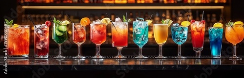 Wallpaper Mural Colorful Alcoholic Beverages Adorned with Ice Cubes Torontodigital.ca