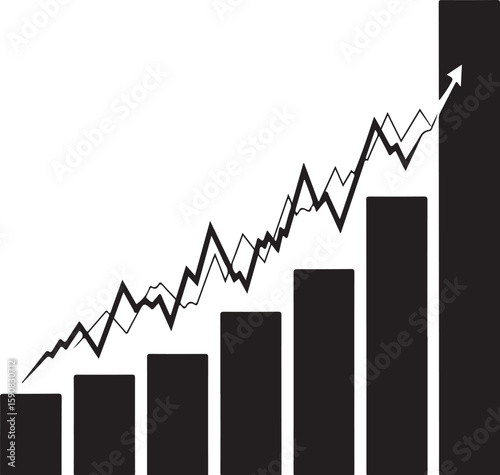Analyzing Growth Trends A Visual Depiction of Progressive Increase with Bar Charts and Fluctuating Lines Illustrating Upward Movement Indicative of Positive Development Over Time