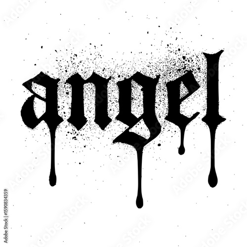 Gothic Angel Text with Ink Drips and Spray Paint Effect