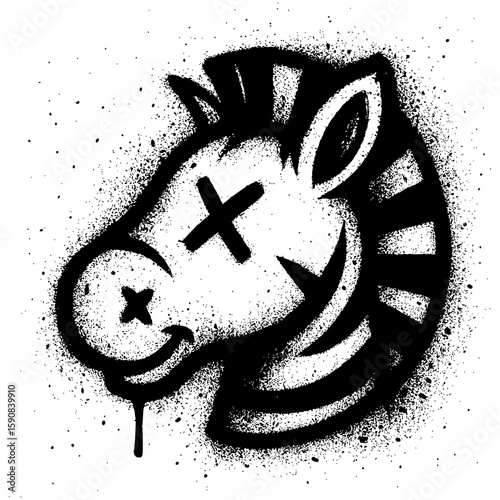 Urban Graffiti Zebra Head Graphic Art