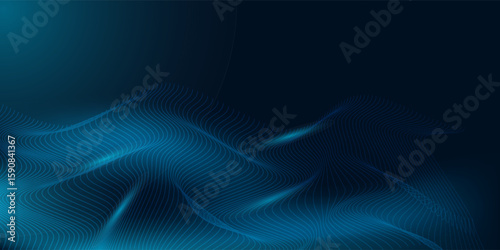 Dot white blue wave light screen gradient texture background. Abstract technology big data digital background. 3d rendering.