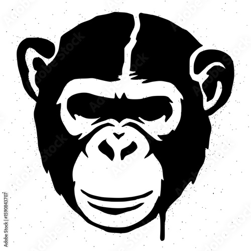 Stylized Black and White Monkey Face Graffiti Art