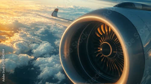 Wallpaper Mural airplane engines in full flight, technical beauty and excitement of aviation. generative ai Torontodigital.ca