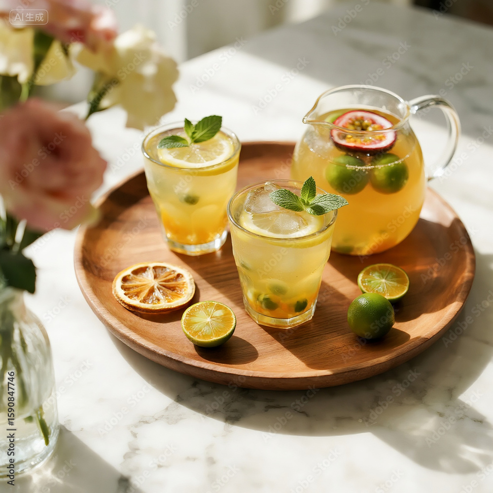 Fototapeta premium Refreshing Passion Fruit Lemon Juice Drink