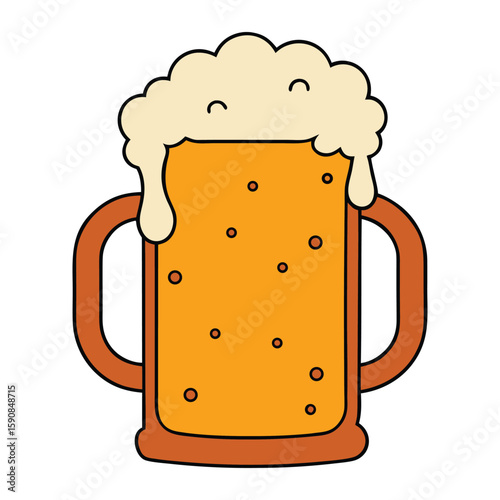 A frothy beer mug overflows with golden brew, captured mid-splash, as bubbles rise and liquid arcs—perfectly frozen in a moment of refreshing celebration.
