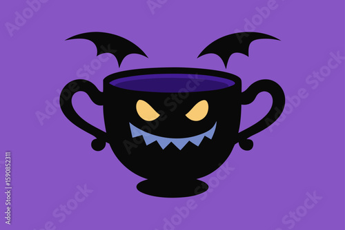 Ghostly Cups in a Dark Haunted Dining Room