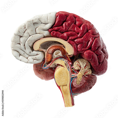 Detailed Brain Anatomy Model Isolated On White Background