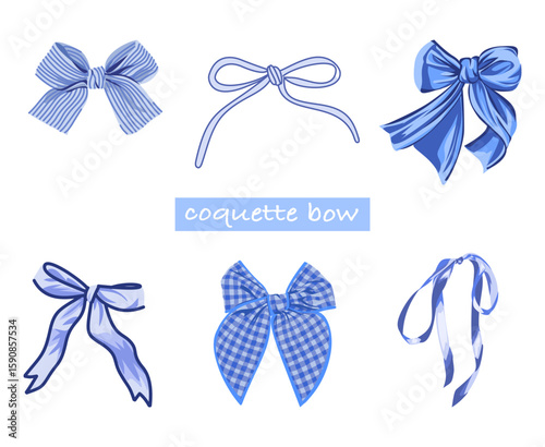 Coquette Bow Collection Charming Blue Ribbons and Tied Accessories
