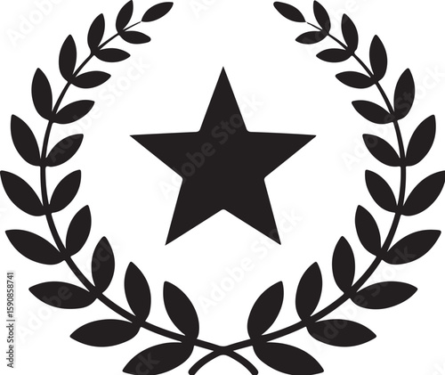 Star Surrounded by Wreath Silhouette A Symbol of Achievement Honor and Recognition A Design with Timeless Appeal