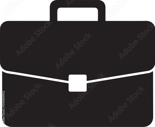 Iconic Business Briefcase Symbolizing Professionalism A Black and White Graphic Illustration of a Classic Briefcase for Career and Finance