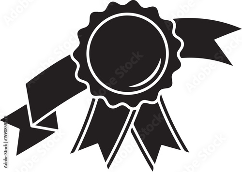 Elegant Award Ribbon Silhouette Symbolizing Achievement and Recognition, Ideal for Design Projects Requiring a Mark of Excellence