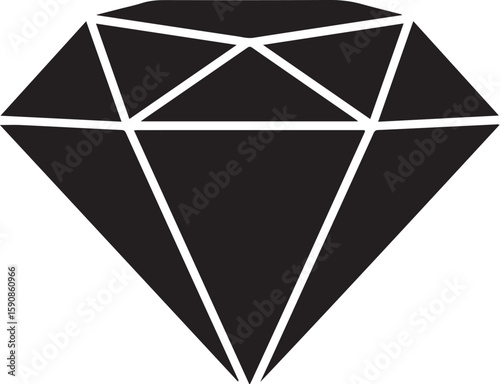 Stylized Diamond Illustration of Geometric Facets Showing Clarity, Value, and Elegance Symbolizing Wealth and Luxury with a Timeless Appeal