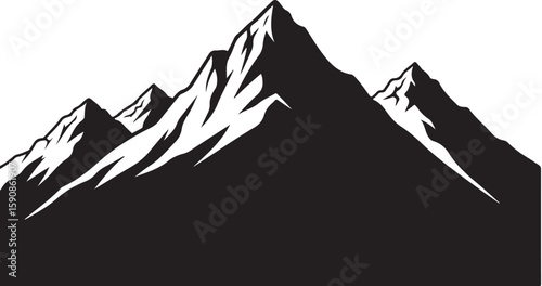 Majestic Mountain Peaks Snow-Capped Range Silhouette with Jagged Edges and Natural Landform a Scenic Alpine Vista