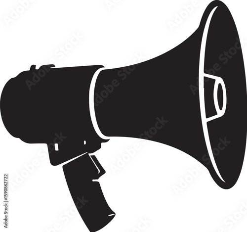 A classic bullhorn silhouette that conveys strong announcements and megaphone symbolism, suitable for communication and loud broadcasts in any situation