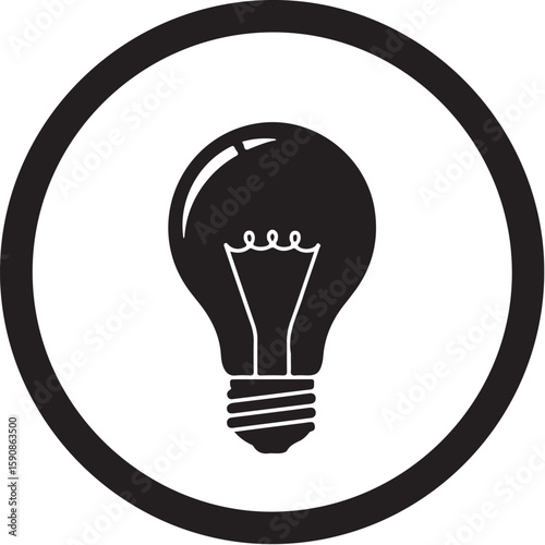 Illuminating Ideas A Simple Yet Powerful Lightbulb Icon Conveying Innovation and Problem Solving within a Circular Frame