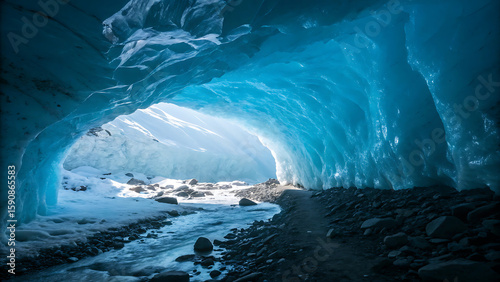Exploring the Icy Depths A Journey Through a Mesmerizing Blue Glacier Cave, Where Nature's Artistry Meets the Cold Embrace
