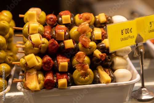 Olives sticks with octopus spanish style