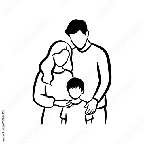 Family Pattern Minimalist Line Art Illustration of Love, Unity and Togetherness, Promoting Connection, and Relationships through a Clean and Modern Design.