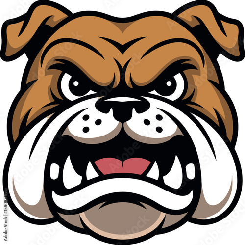 Fierce bulldog face mascot with aggressive expression silhouette