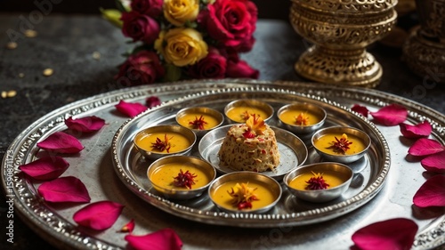 Haldu kumkum Thali with Re Rose petals