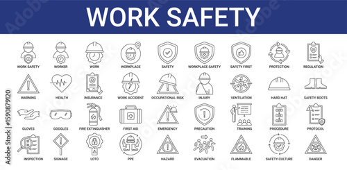 Work safety icon set collection