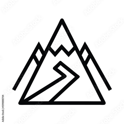 Hiking Trail Outline Vector Illustration