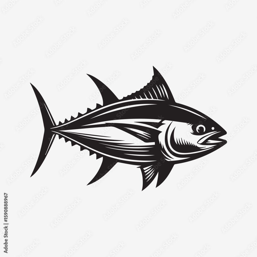 Fototapeta premium black fish vector illustration, silhouette of a fish vector, logo fish illustration