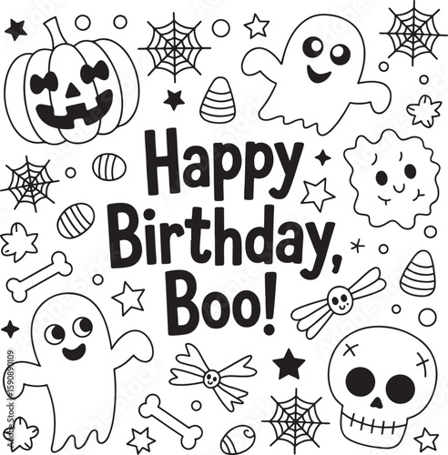 Happy Birthday Boo Halloween themed birthday greeting