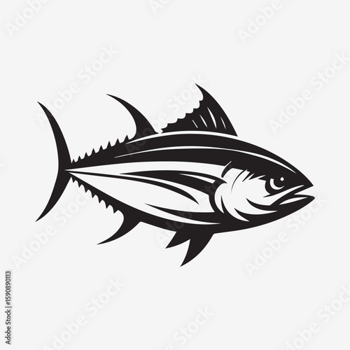 black fish vector illustration, silhouette of a fish vector, logo fish illustration