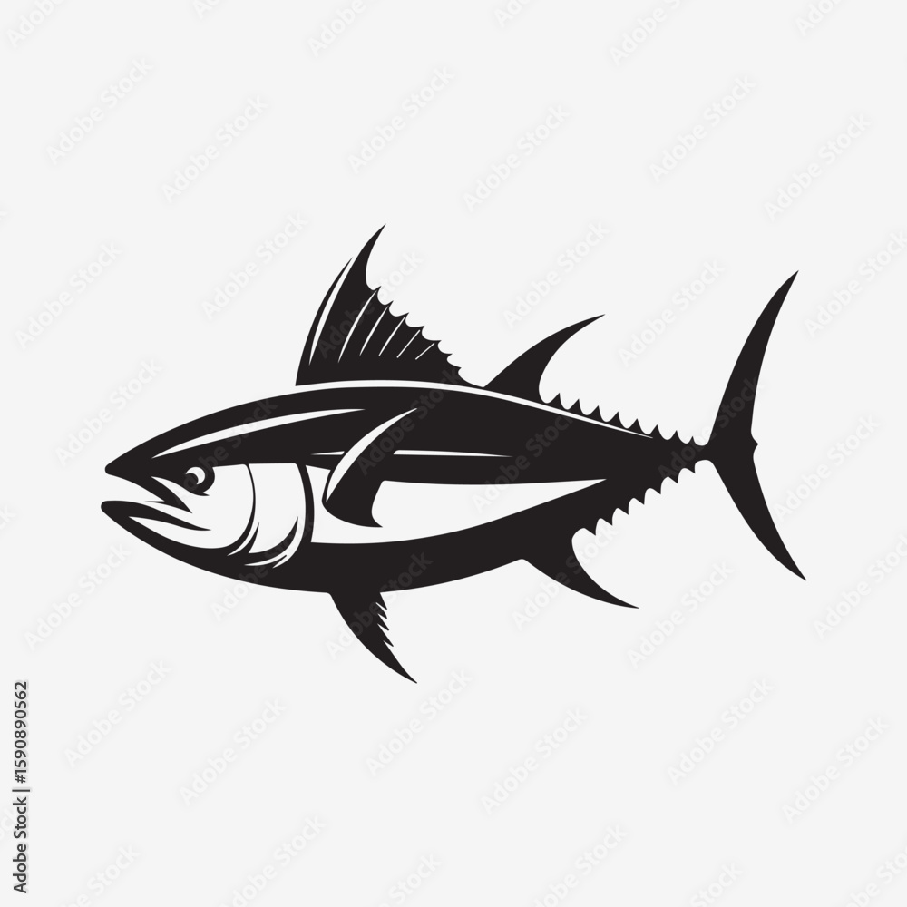 Naklejka premium black fish vector illustration, silhouette of a fish vector, logo fish illustration