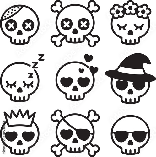Skull Stickers Cute and Playful Skull Collection