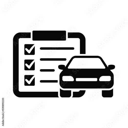 Car Checklist Icon, Vehicle Maintenance Vector