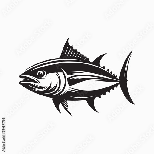 black fish vector illustration, silhouette of a fish vector, logo fish illustration