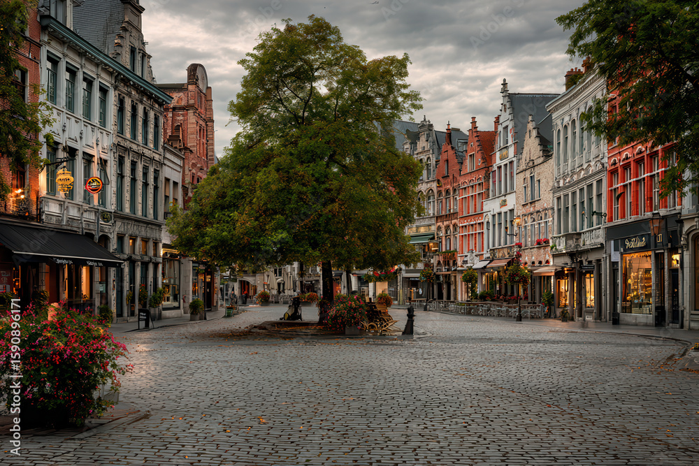 Fototapeta premium serene view of quiet streets of european capital devoid of people and bustling activity